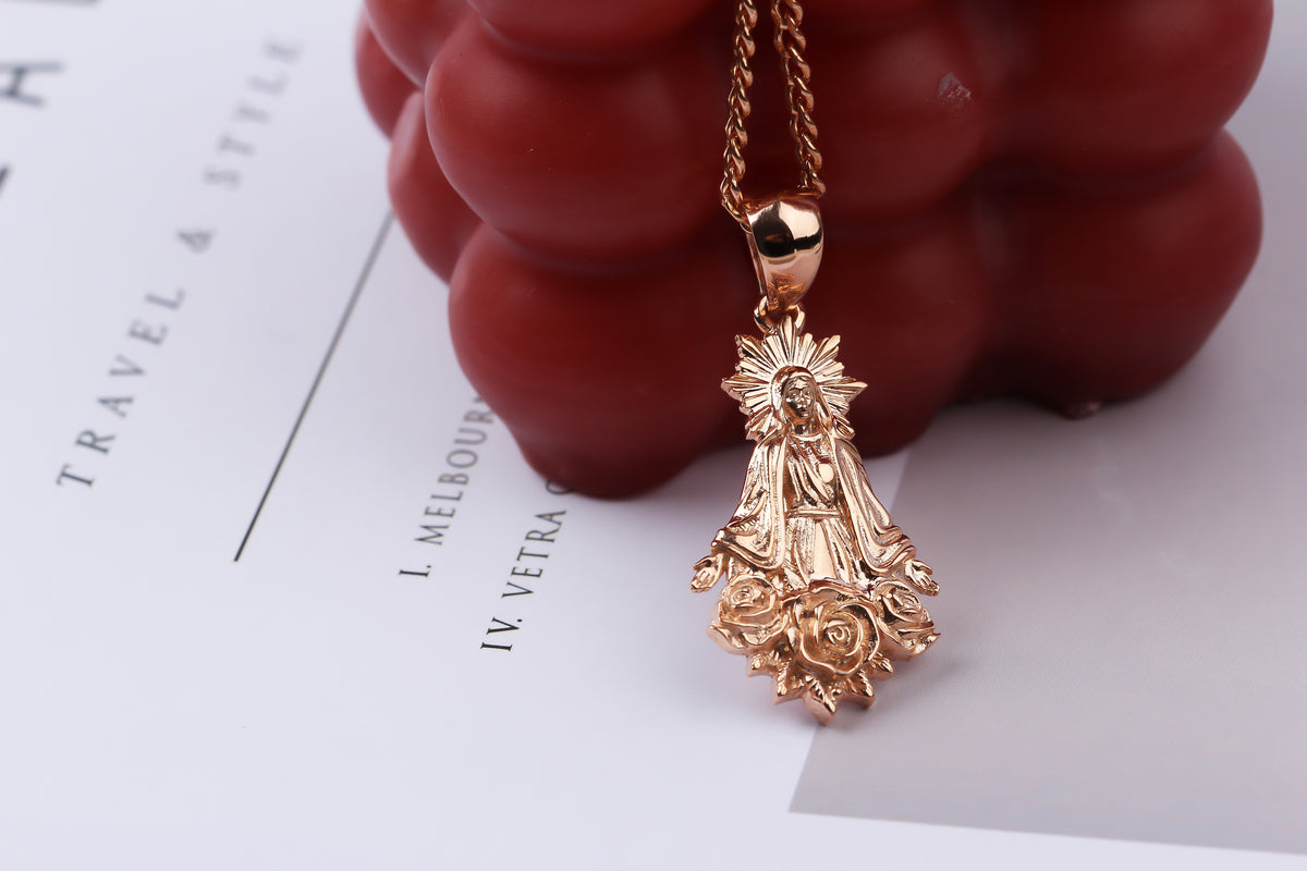925k Sterling Silver Gourmet Chain Virgin Mary Necklace - alternate view 7