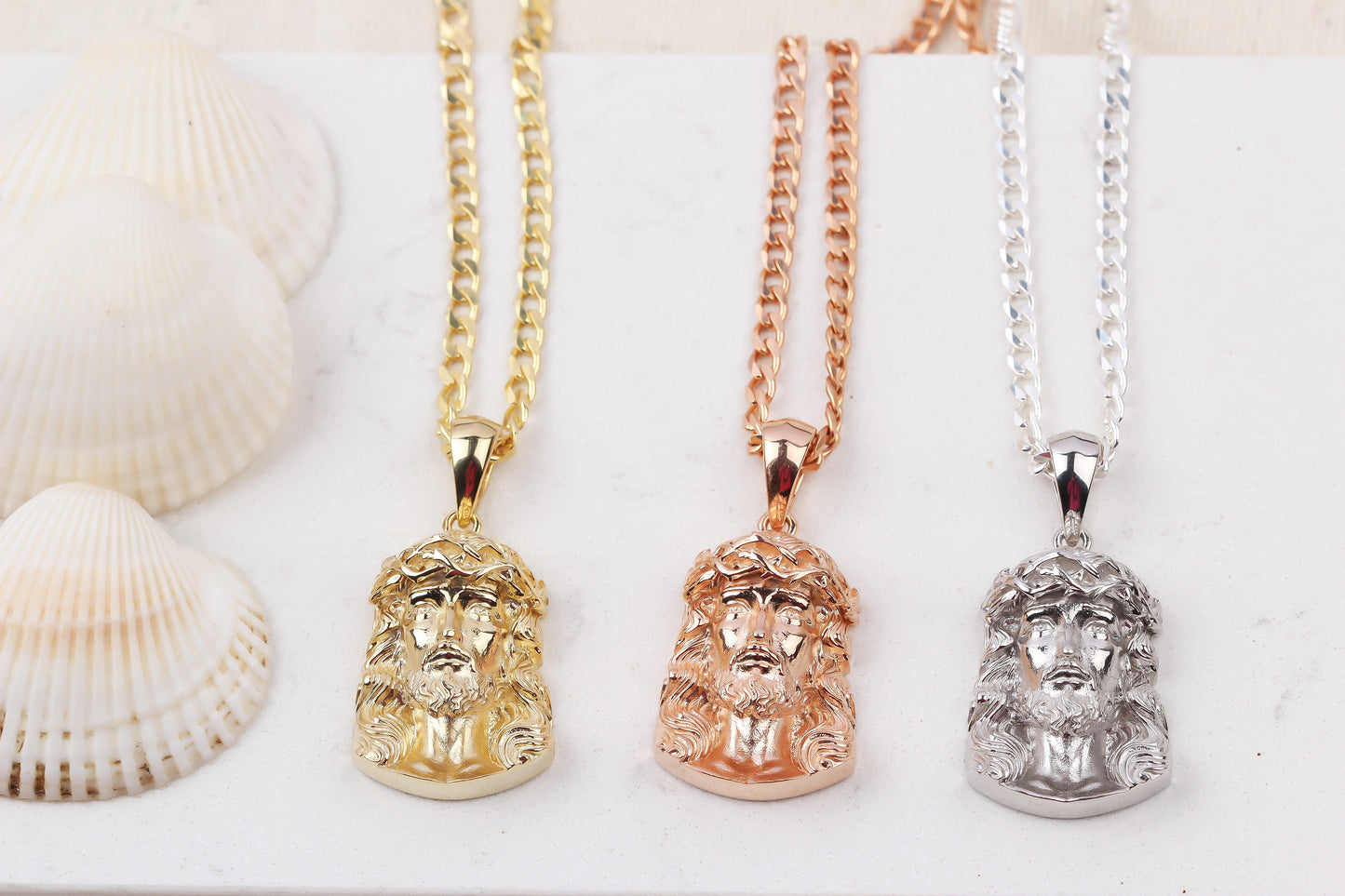 925k Sterling Silver Gourmet Chain Jesus Christ Necklace