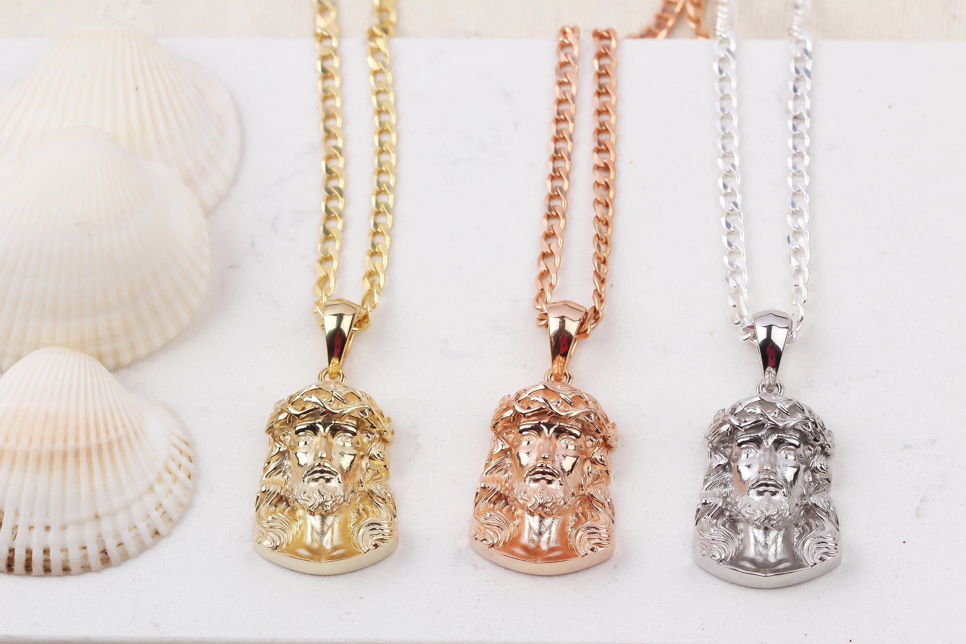 925k Sterling Silver Gourmet Chain Jesus Christ Necklace
