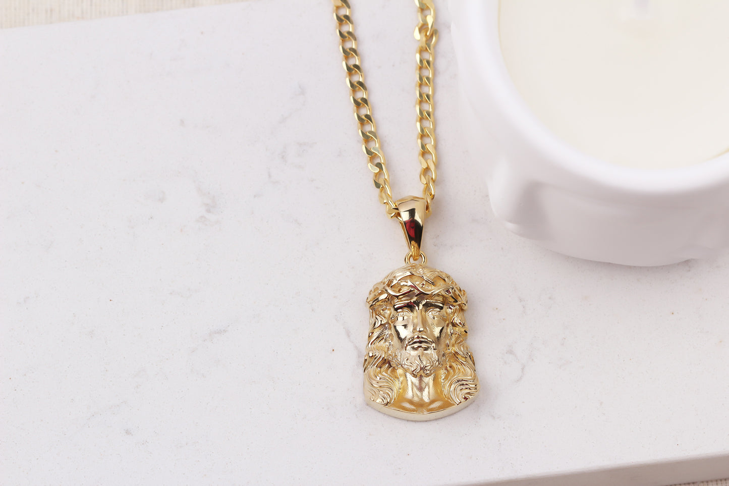 925k Sterling Silver Gourmet Chain Jesus Christ Necklace - alternate view 6