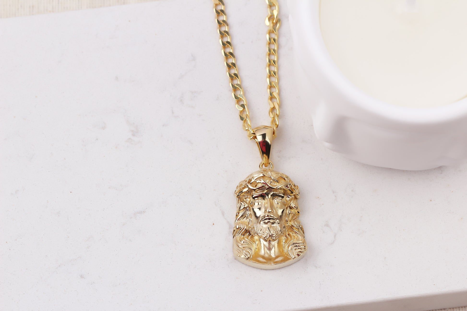 925k Sterling Silver Gourmet Chain Jesus Christ Necklace - alternate view 6