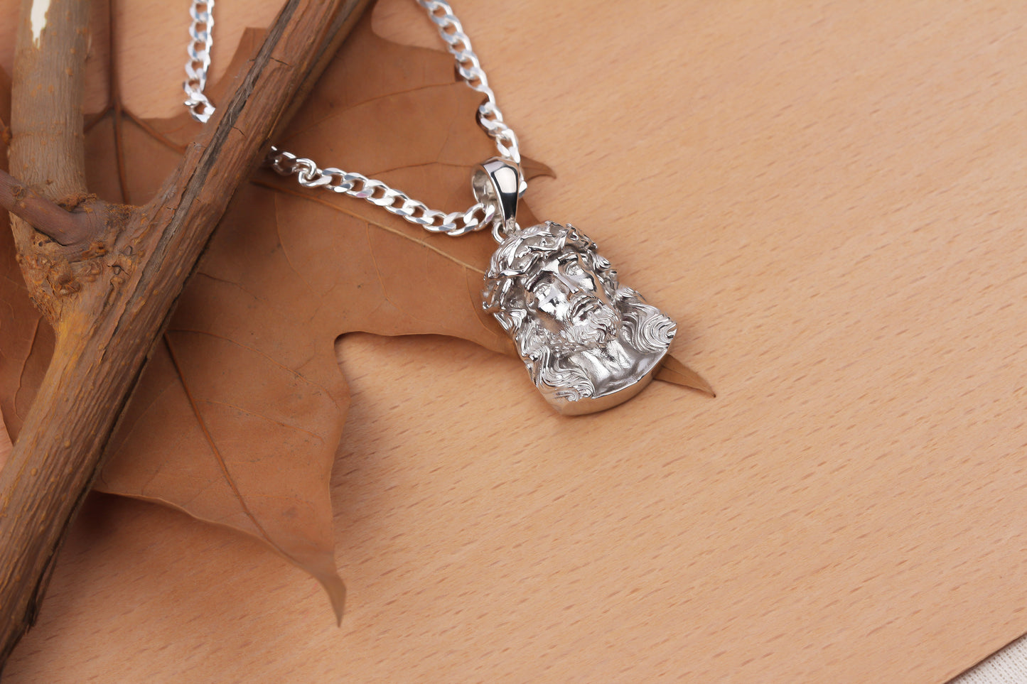925k Sterling Silver Gourmet Chain Jesus Christ Necklace - alternate view 7