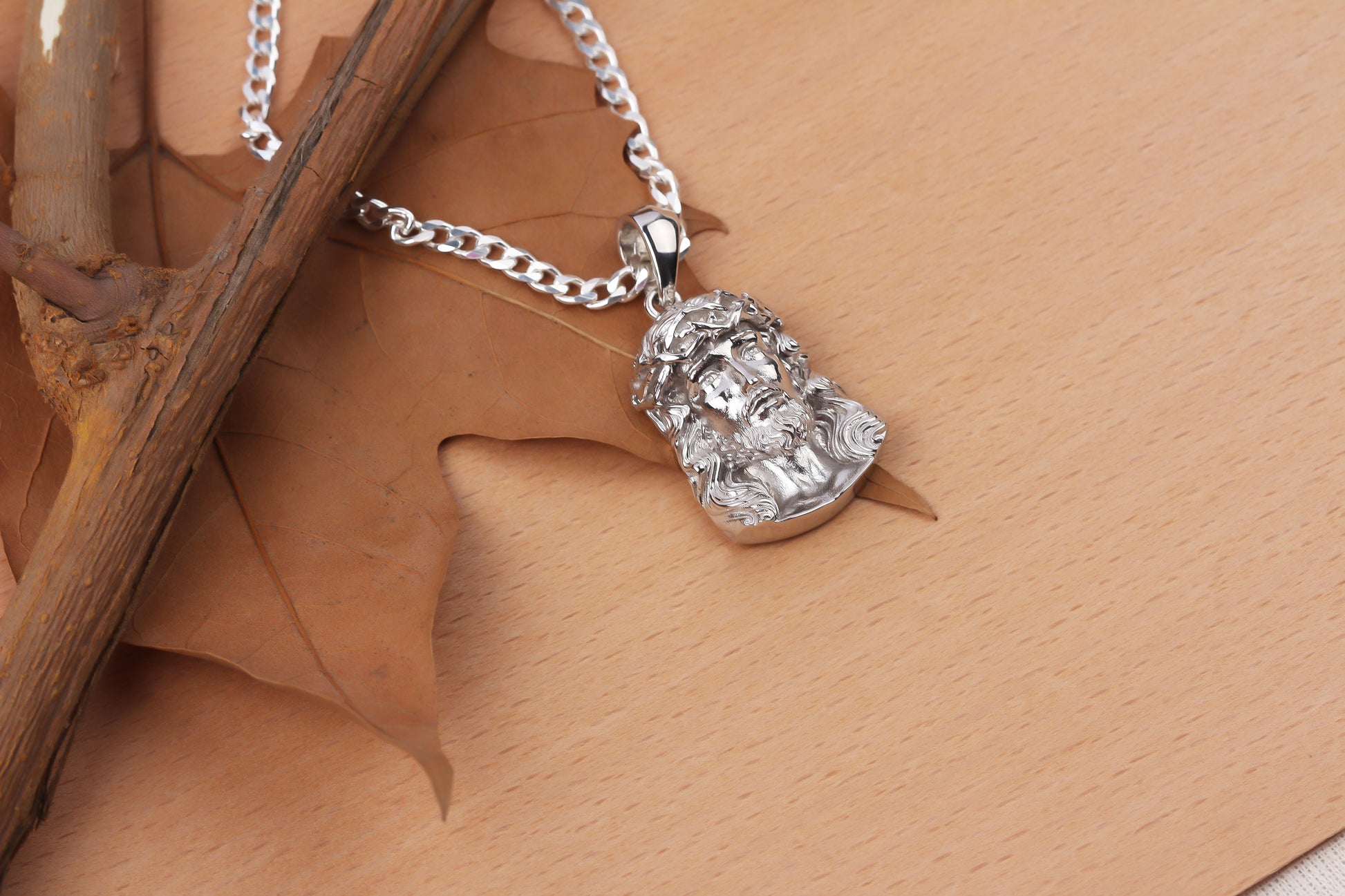 925k Sterling Silver Gourmet Chain Jesus Christ Necklace - alternate view 7