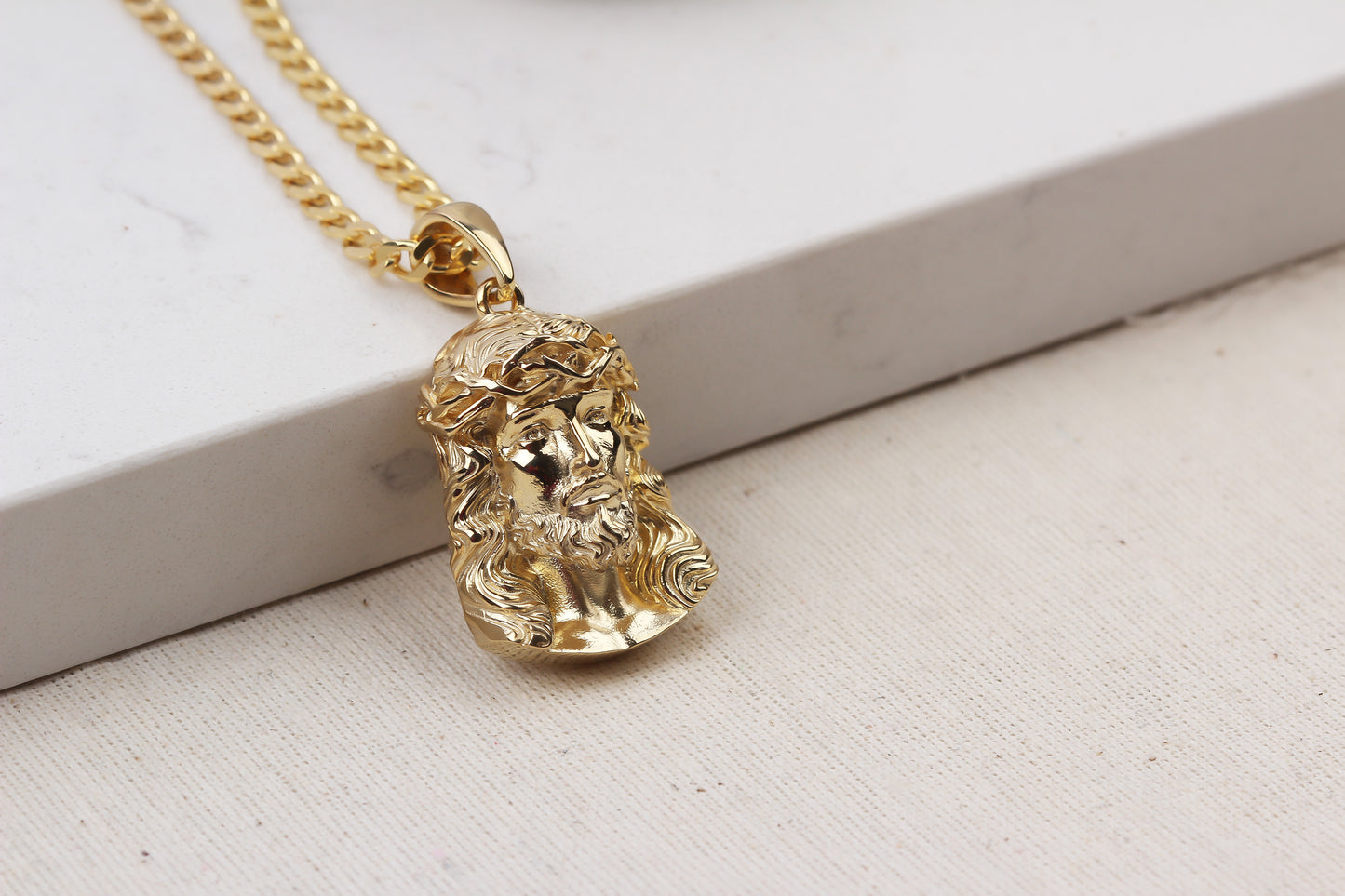 925k Sterling Silver Gourmet Chain Jesus Christ Necklace - alternate view 2