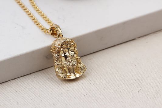 925k Sterling Silver Gourmet Chain Jesus Christ Necklace - alternate view 2