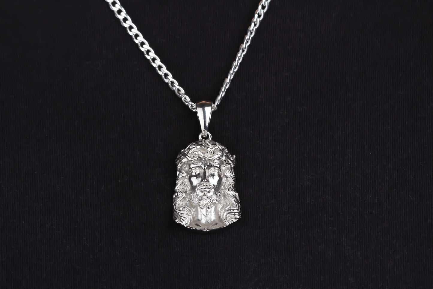 925k Sterling Silver Gourmet Chain Jesus Christ Necklace - alternate view 5
