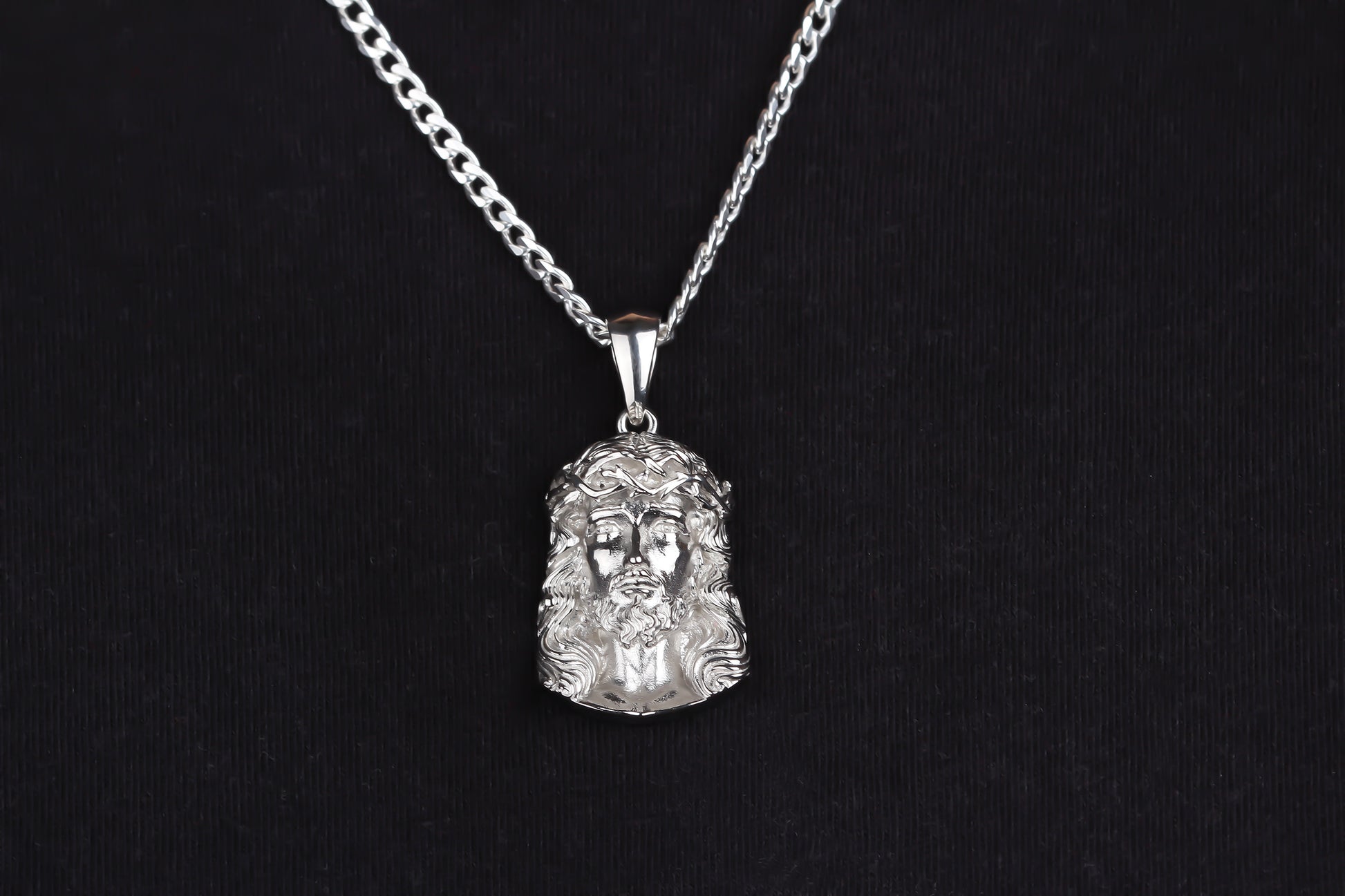 925k Sterling Silver Gourmet Chain Jesus Christ Necklace - alternate view 5