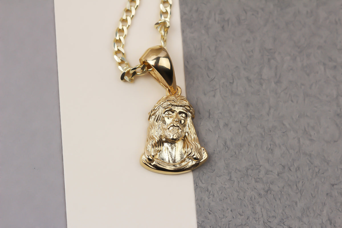 925k Sterling Silver Gourmet Chain Jesus Christ Necklace - alternate view 4