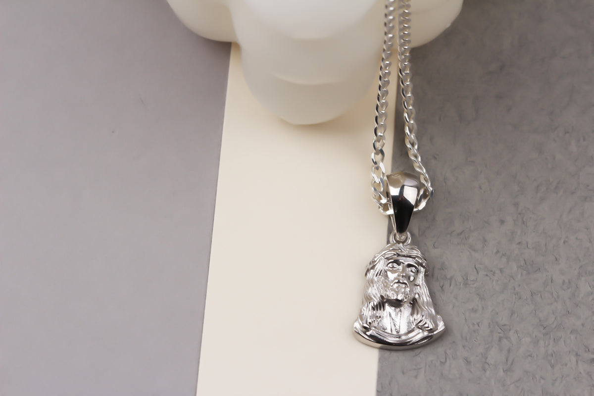 925k Sterling Silver Gourmet Chain Jesus Christ Necklace - alternate view 5