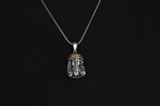 925k Sterling Silver Gourmet Chain Jesus Christ Necklace - alternate view 2