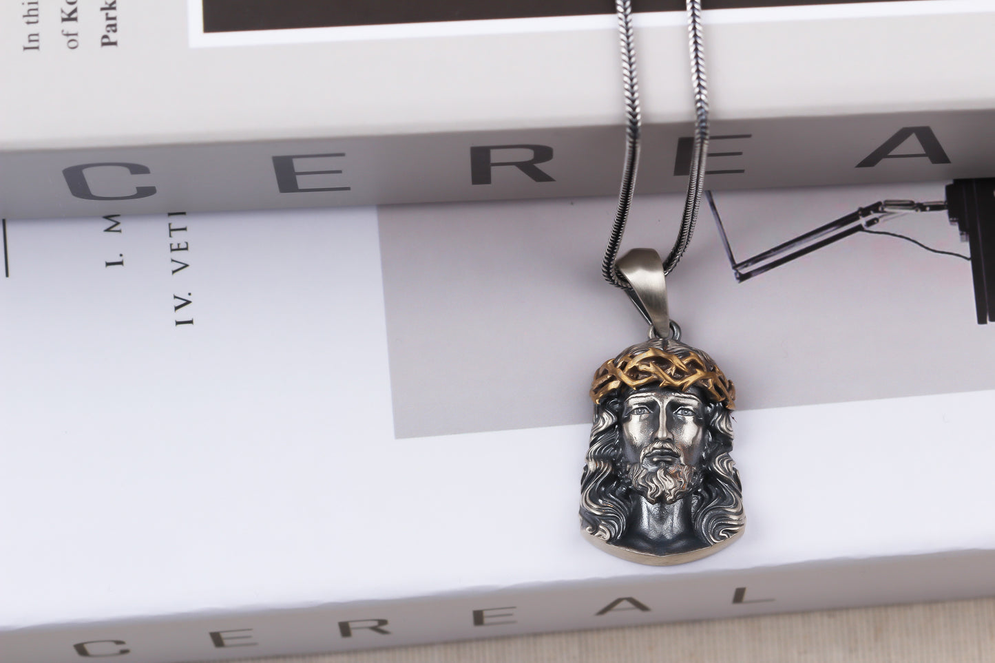 925k Sterling Silver Gourmet Chain Jesus Christ Necklace - alternate view 4