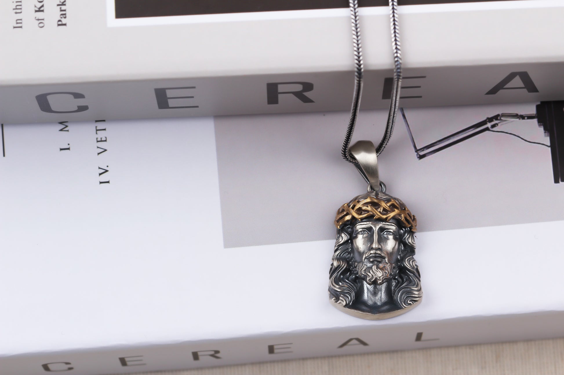 925k Sterling Silver Gourmet Chain Jesus Christ Necklace - alternate view 4