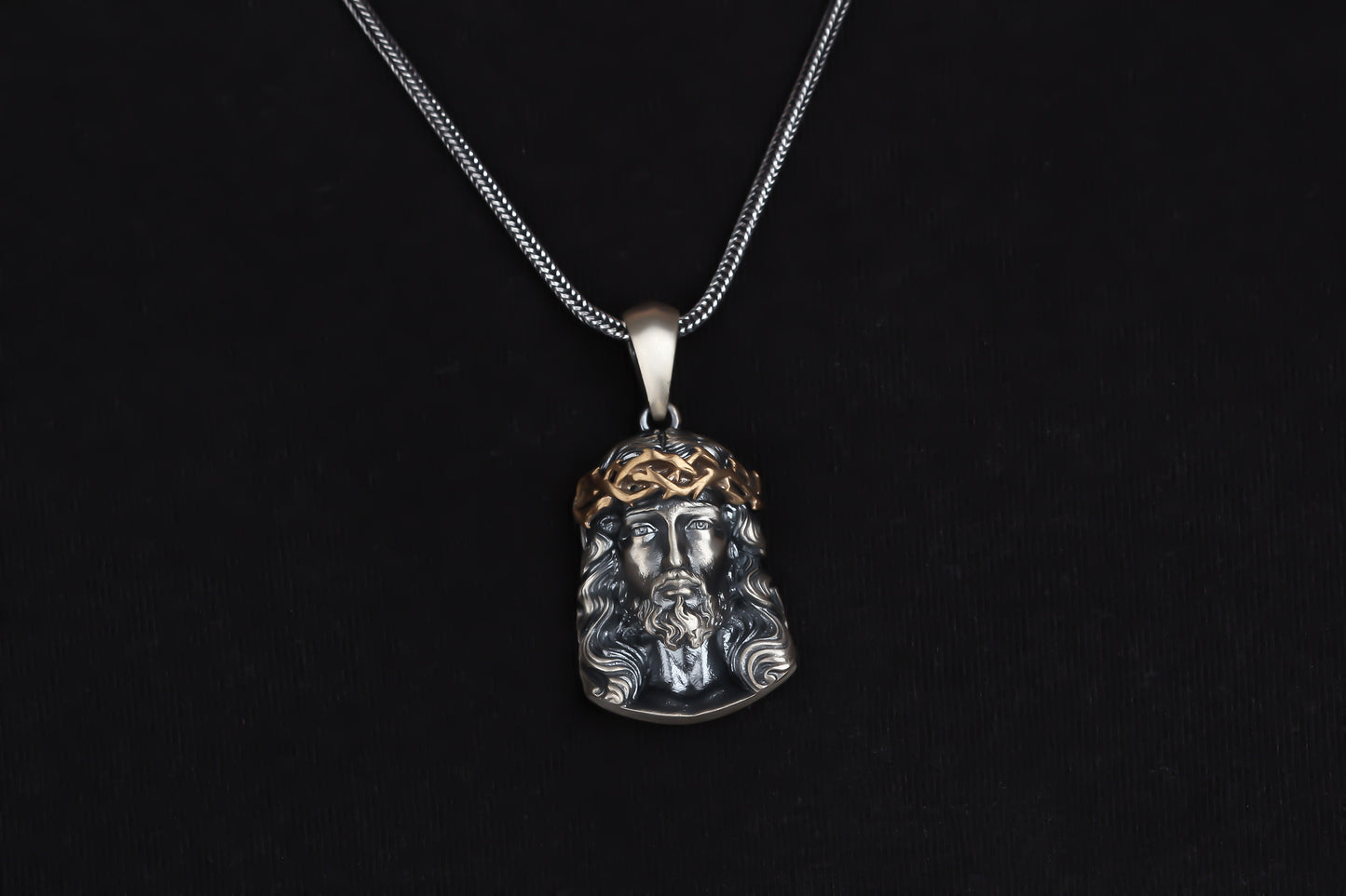 925k Sterling Silver Gourmet Chain Jesus Christ Necklace