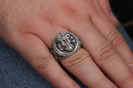 925k Sterling Silver Jesus Christ Ring - alternate view 2