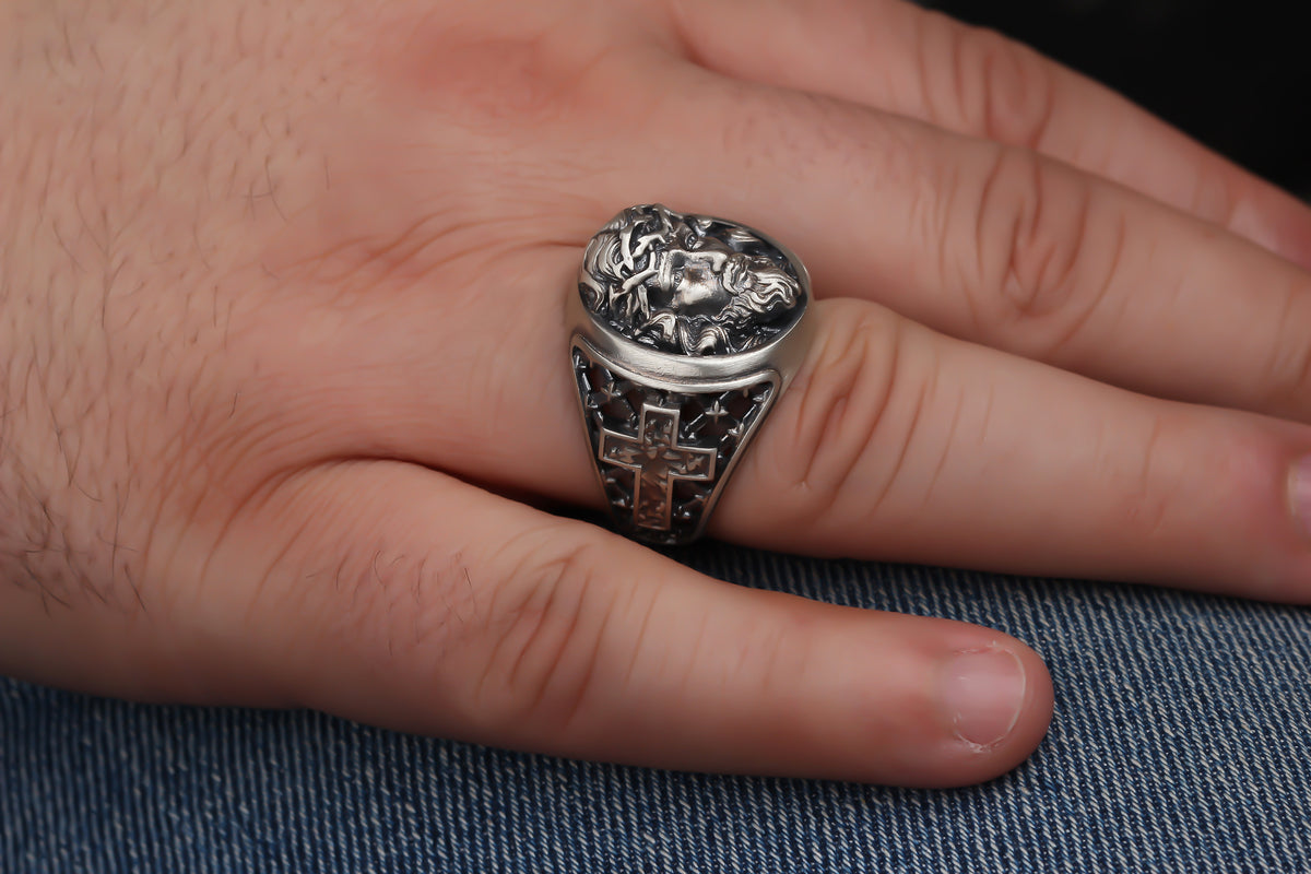 925k Sterling Silver Jesus Christ Ring - alternate view 3