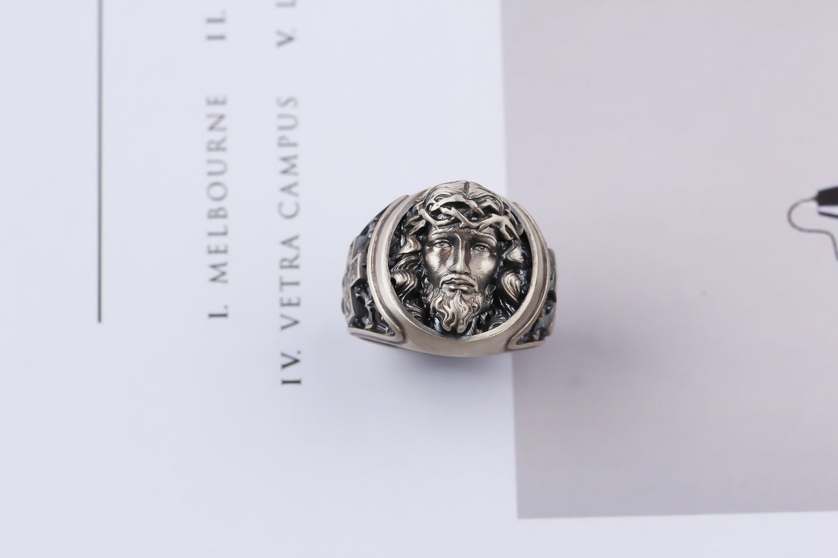925k Sterling Silver Jesus Christ Ring - alternate view 4