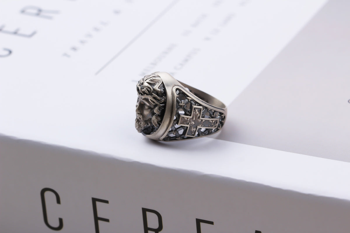 925k Sterling Silver Jesus Christ Ring - alternate view 5