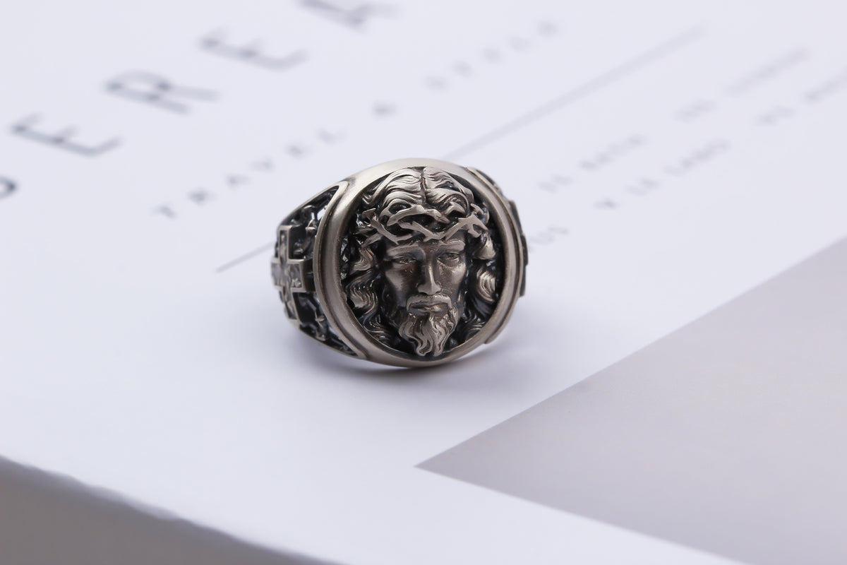 925k Sterling Silver Jesus Christ Ring - alternate view 6