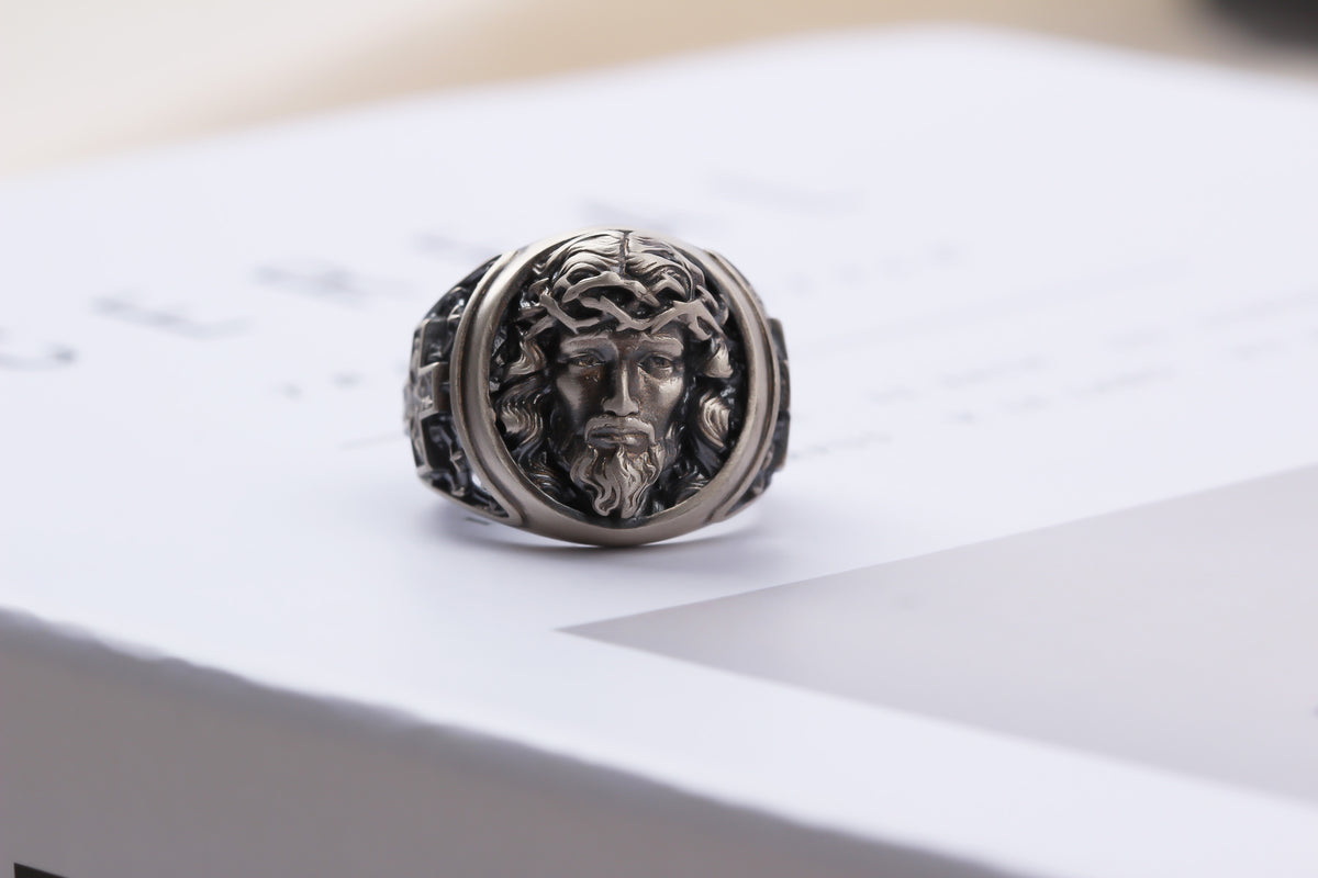 925k Sterling Silver Jesus Christ Ring - alternate view 7