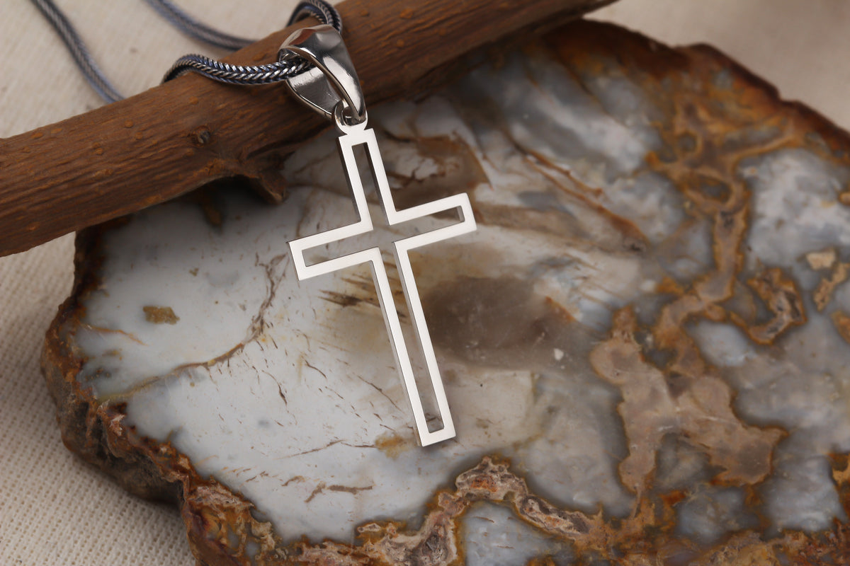 925k Sterling Silver Men Cross Silver Necklace - alternate view 4