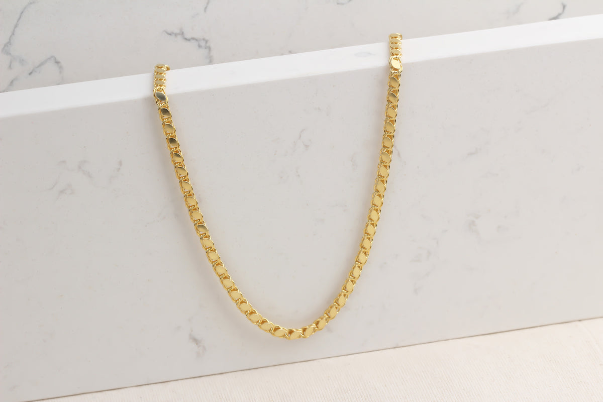 925k Sterling Silver Barley Scale Chain Necklace - alternate view 3