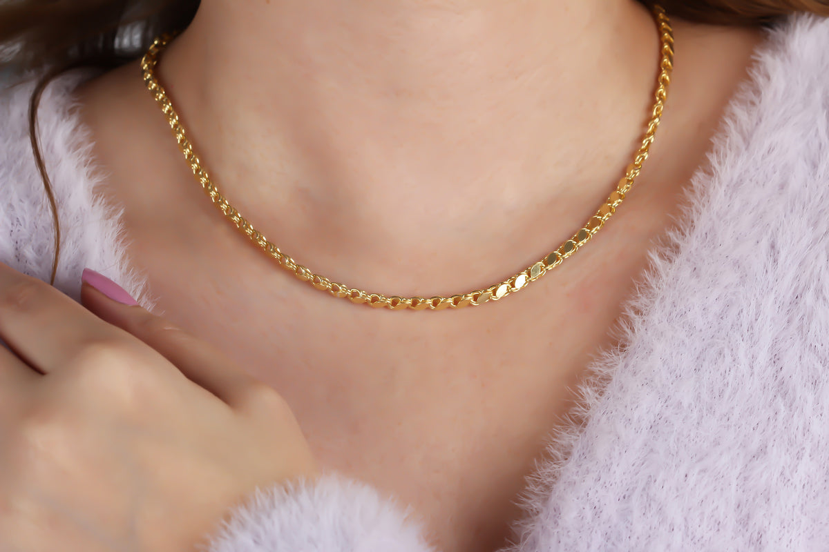 925k Sterling Silver Barley Scale Chain Necklace - alternate view 4