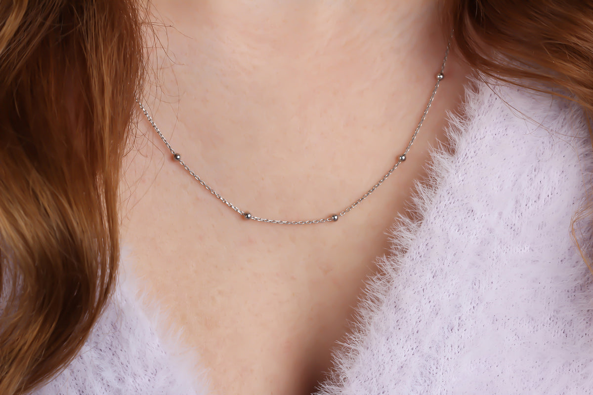925k Sterling Silver Ball Chain Necklace - alternate view 4