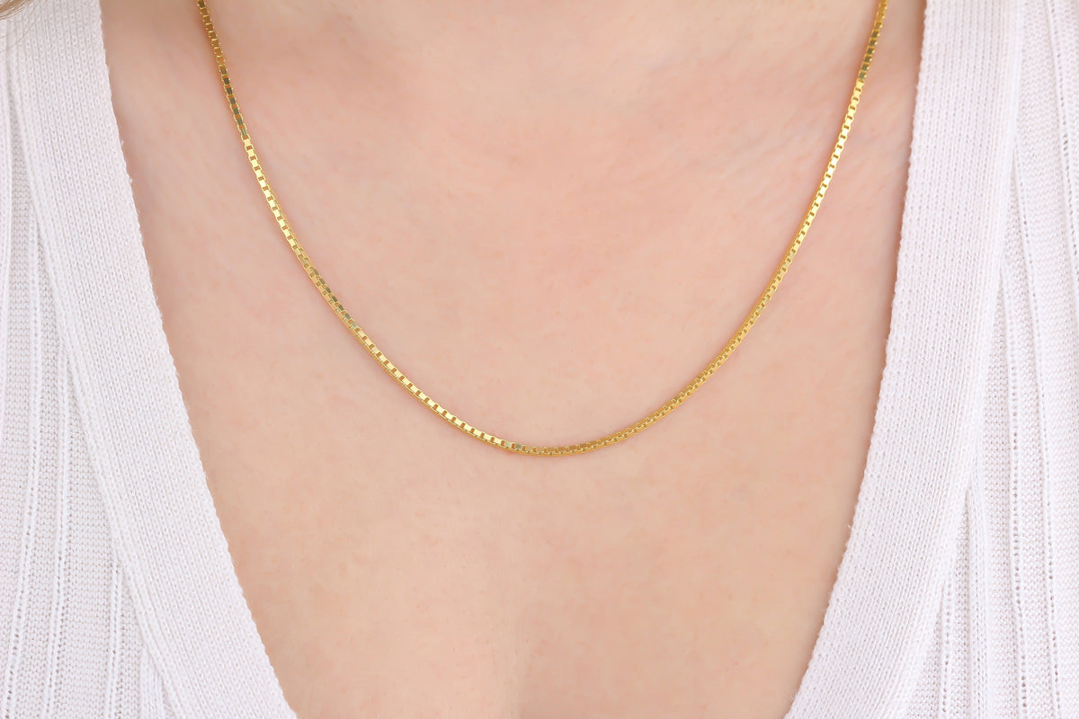 925k Sterling Silver Cube Chain Necklace - alternate view 4