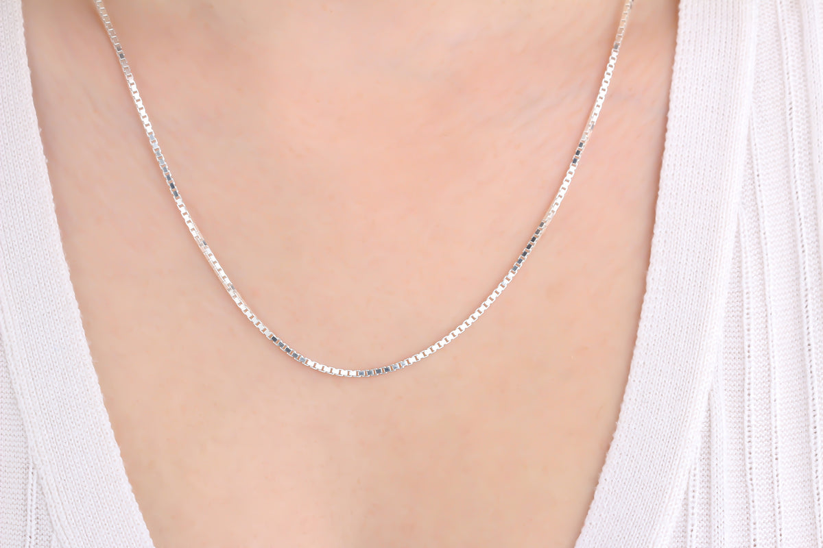925k Sterling Silver Cube Chain Necklace - alternate view 6