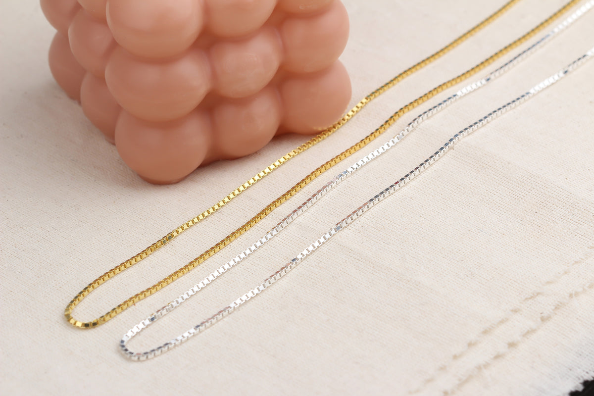 925k Sterling Silver Cube Chain Necklace - alternate view 7