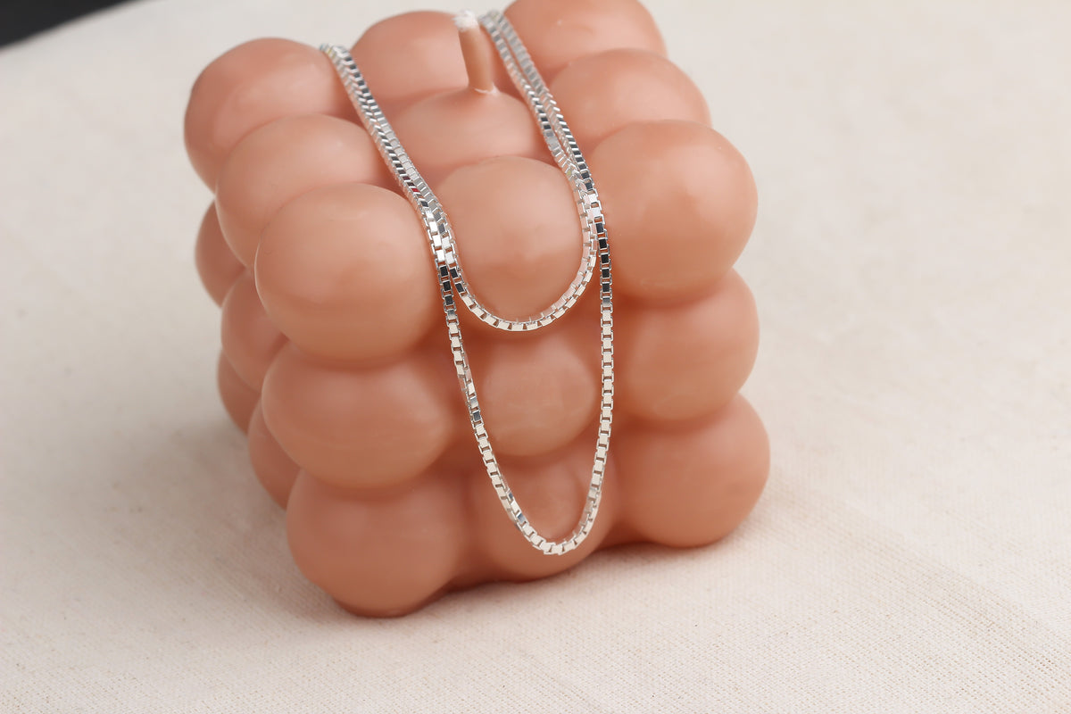 925k Sterling Silver Cube Chain Necklace