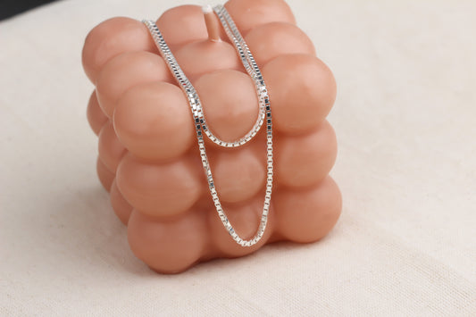 925k Sterling Silver Cube Chain Necklace