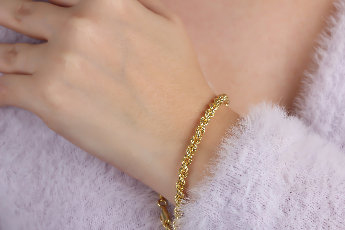 925k Sterling Silver Rope Twist Chain Bracelet - alternate view 2