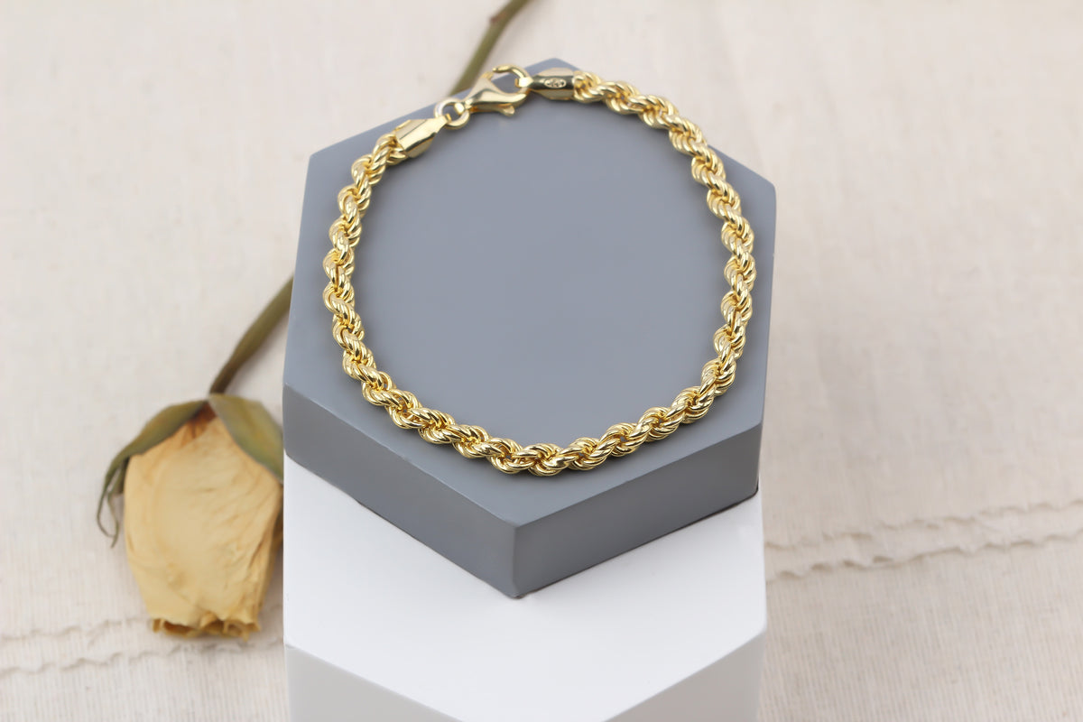 925k Sterling Silver Rope Twist Chain Bracelet - alternate view 3