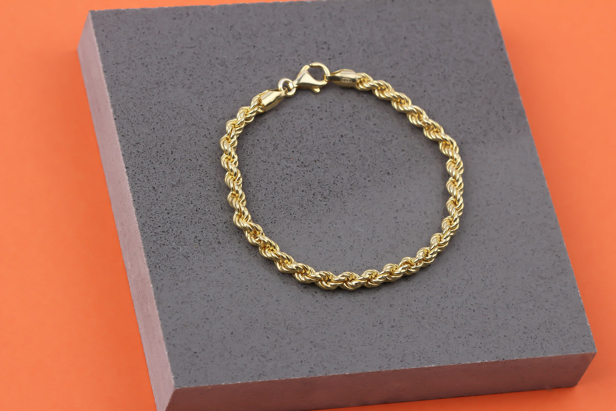 925k Sterling Silver Rope Twist Chain Bracelet