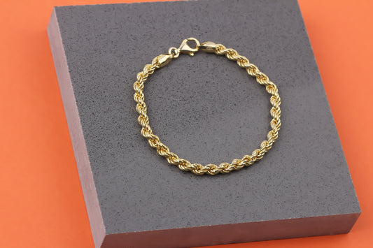 925k Sterling Silver Rope Twist Chain Bracelet