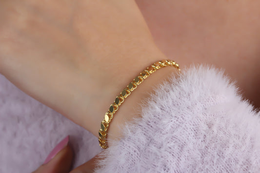 925k Sterling Silver Barley Scale Chain Bracelet - alternate view 2