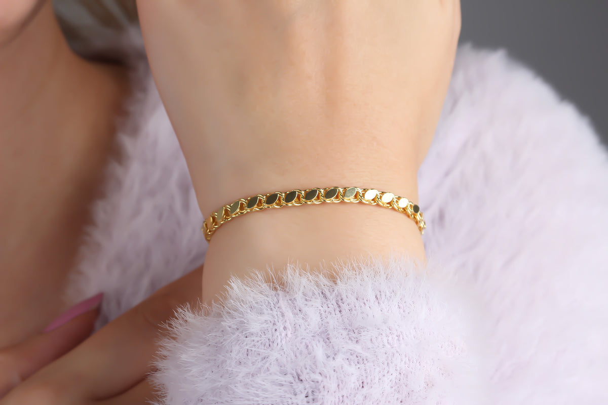 925k Sterling Silver Barley Scale Chain Bracelet - alternate view 3
