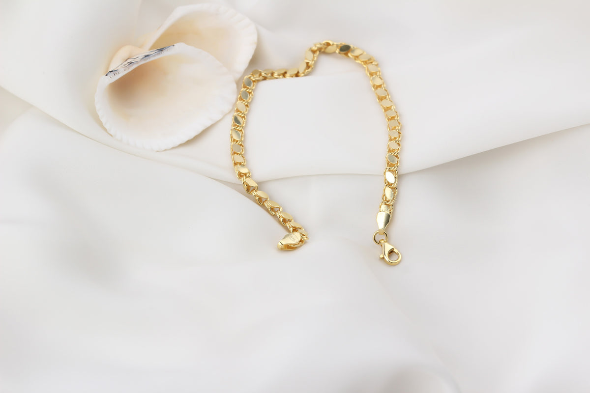 925k Sterling Silver Barley Scale Chain Bracelet