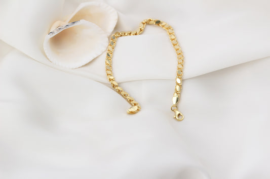 925k Sterling Silver Barley Scale Chain Bracelet