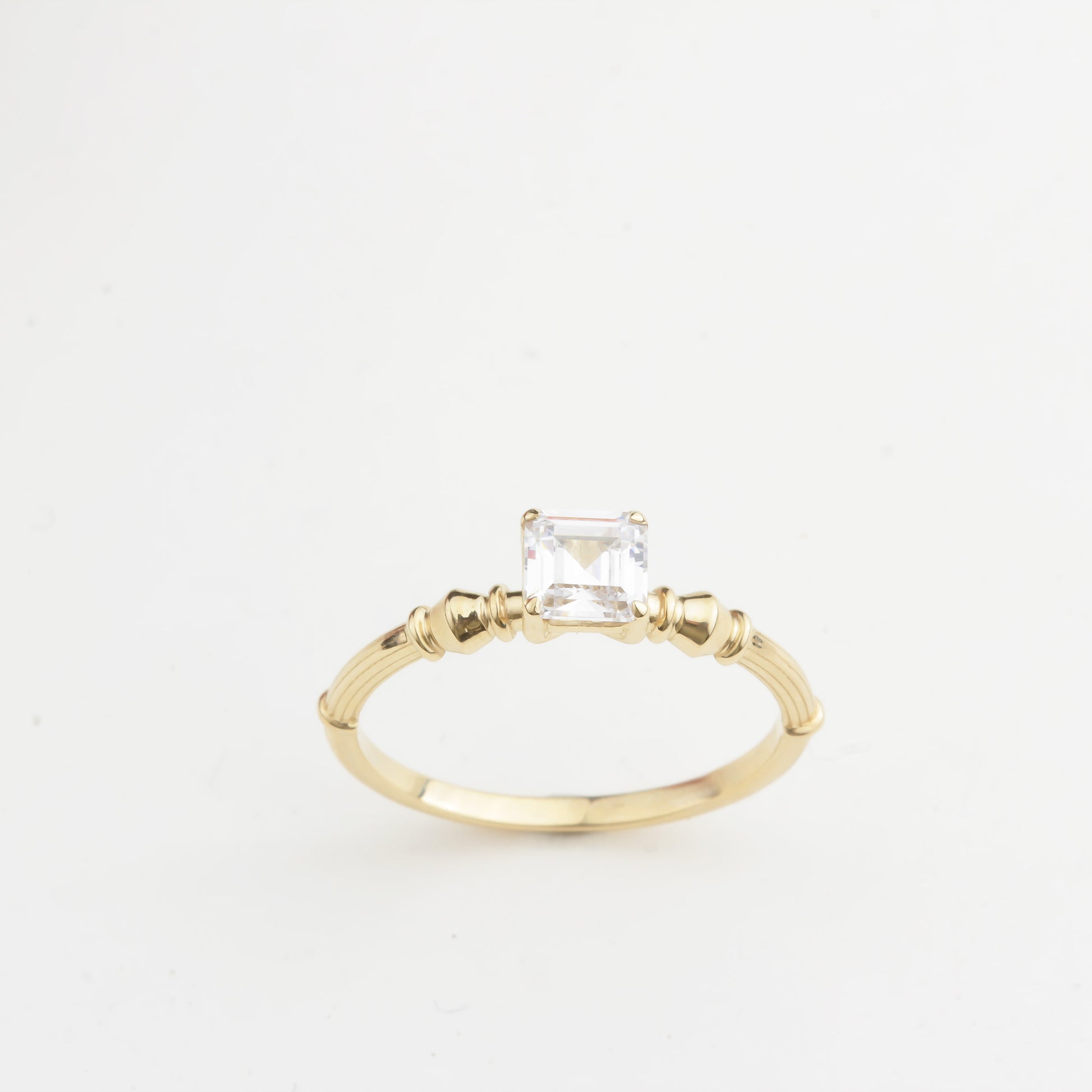 14k Solid Gold Baguette Solitaire Ring - alternate view 2