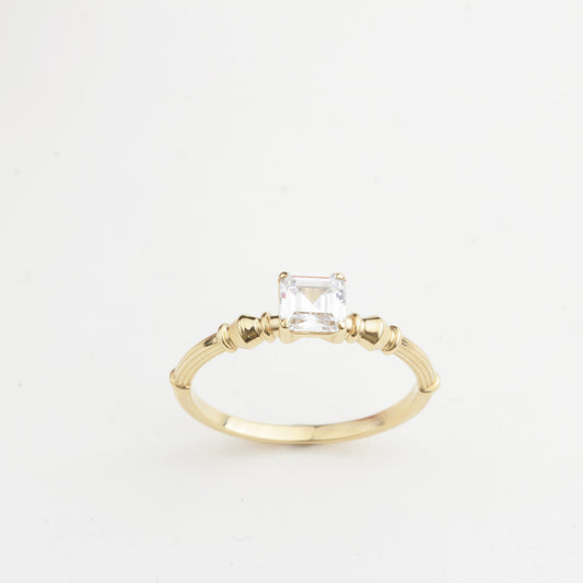 14k Solid Gold Baguette Solitaire Ring - alternate view 2