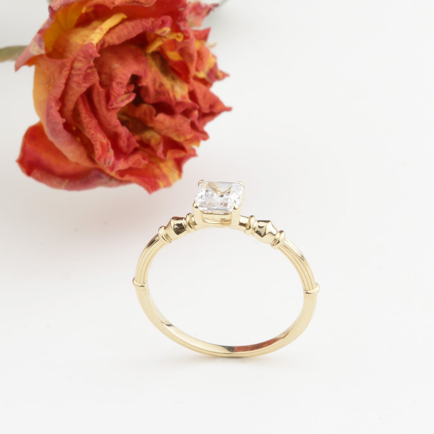 14k Solid Gold Baguette Solitaire Ring - alternate view 3