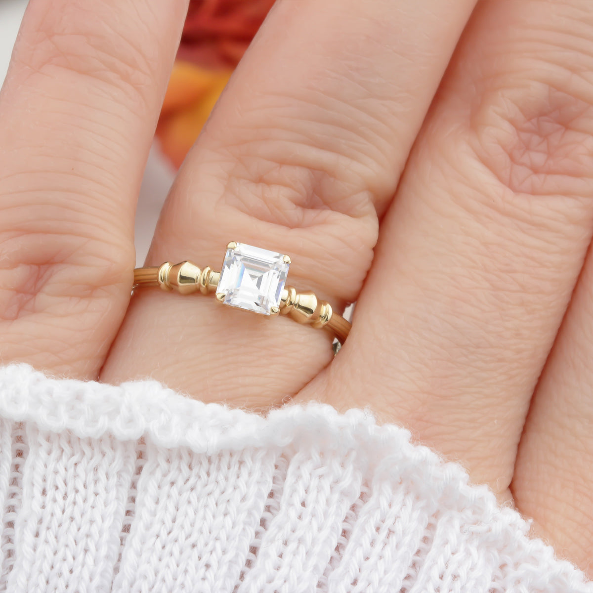 14k Solid Gold Baguette Solitaire Ring - alternate view 5