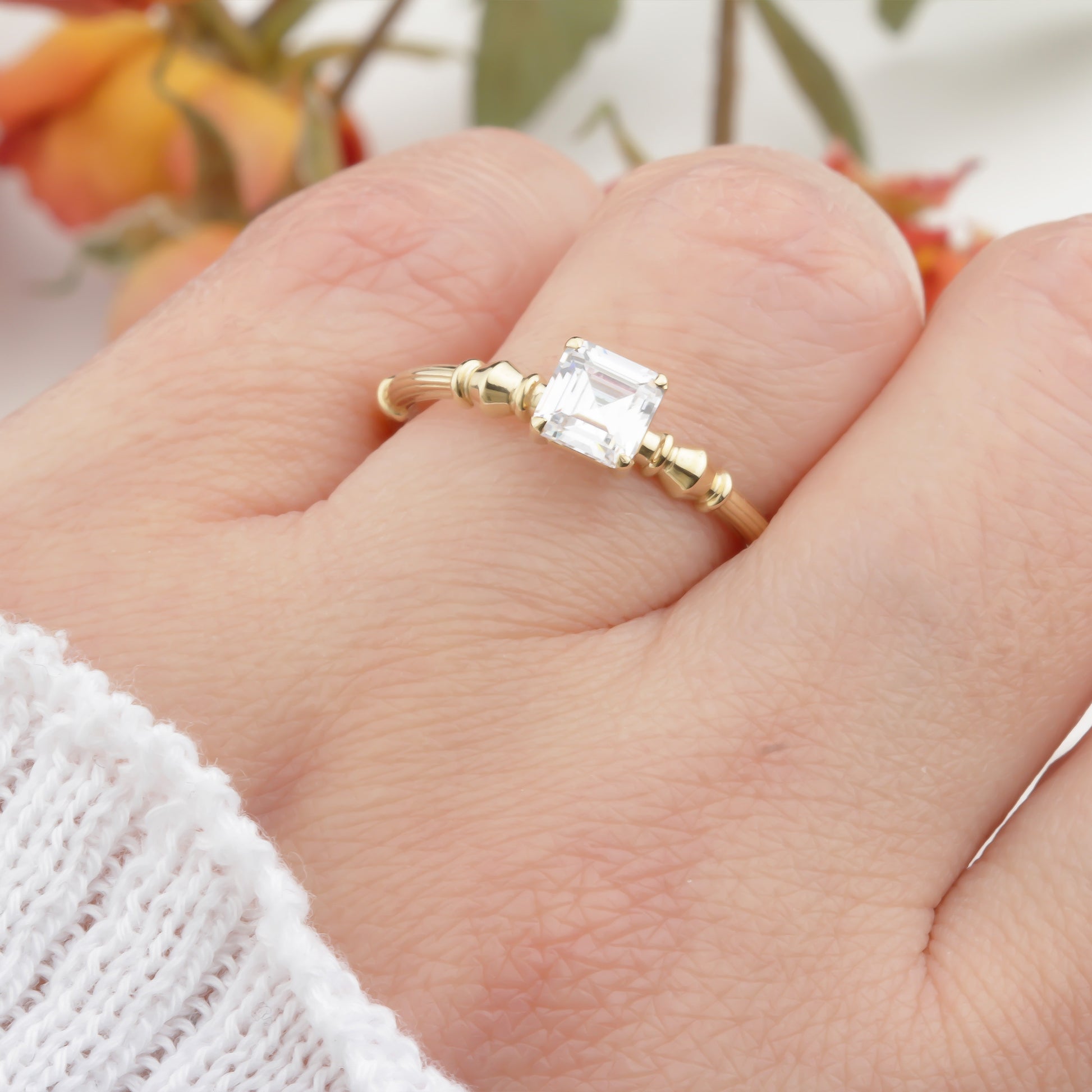 14k Solid Gold Baguette Solitaire Ring - alternate view 6
