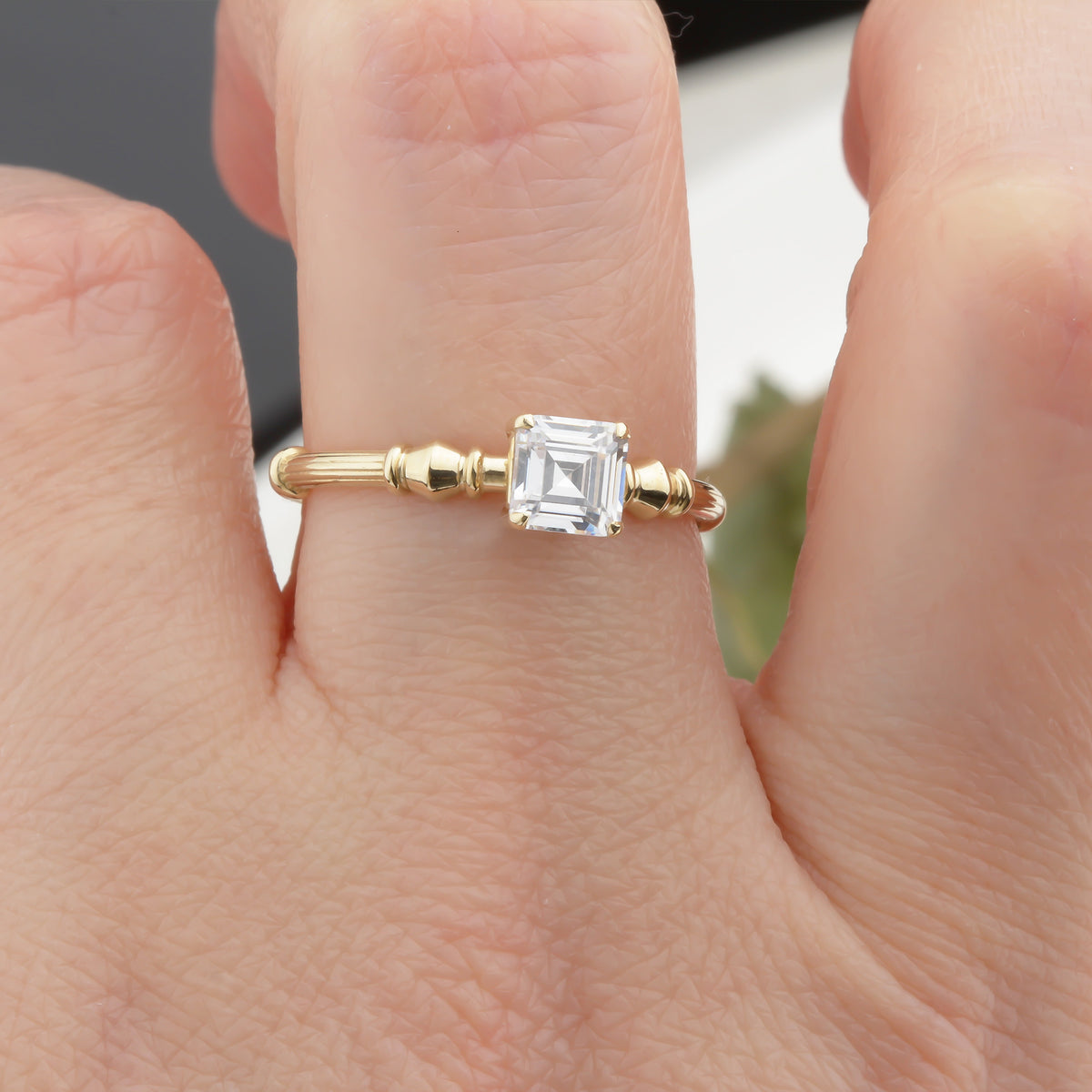 14k Solid Gold Baguette Solitaire Ring - alternate view 7