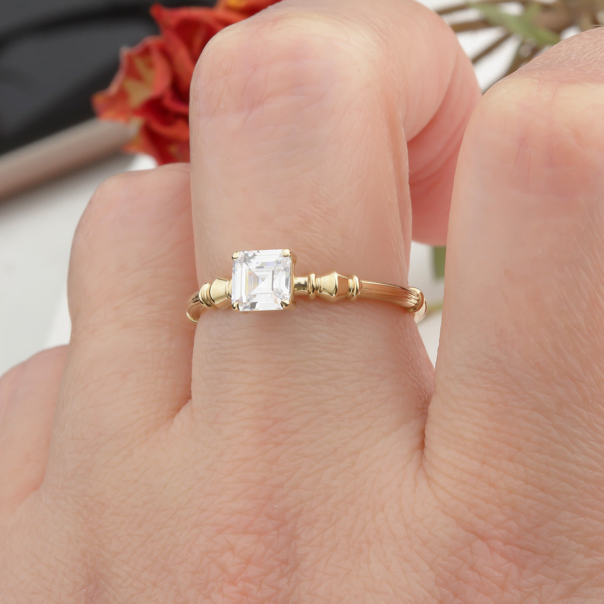 14k Solid Gold Baguette Solitaire Ring - alternate view 8