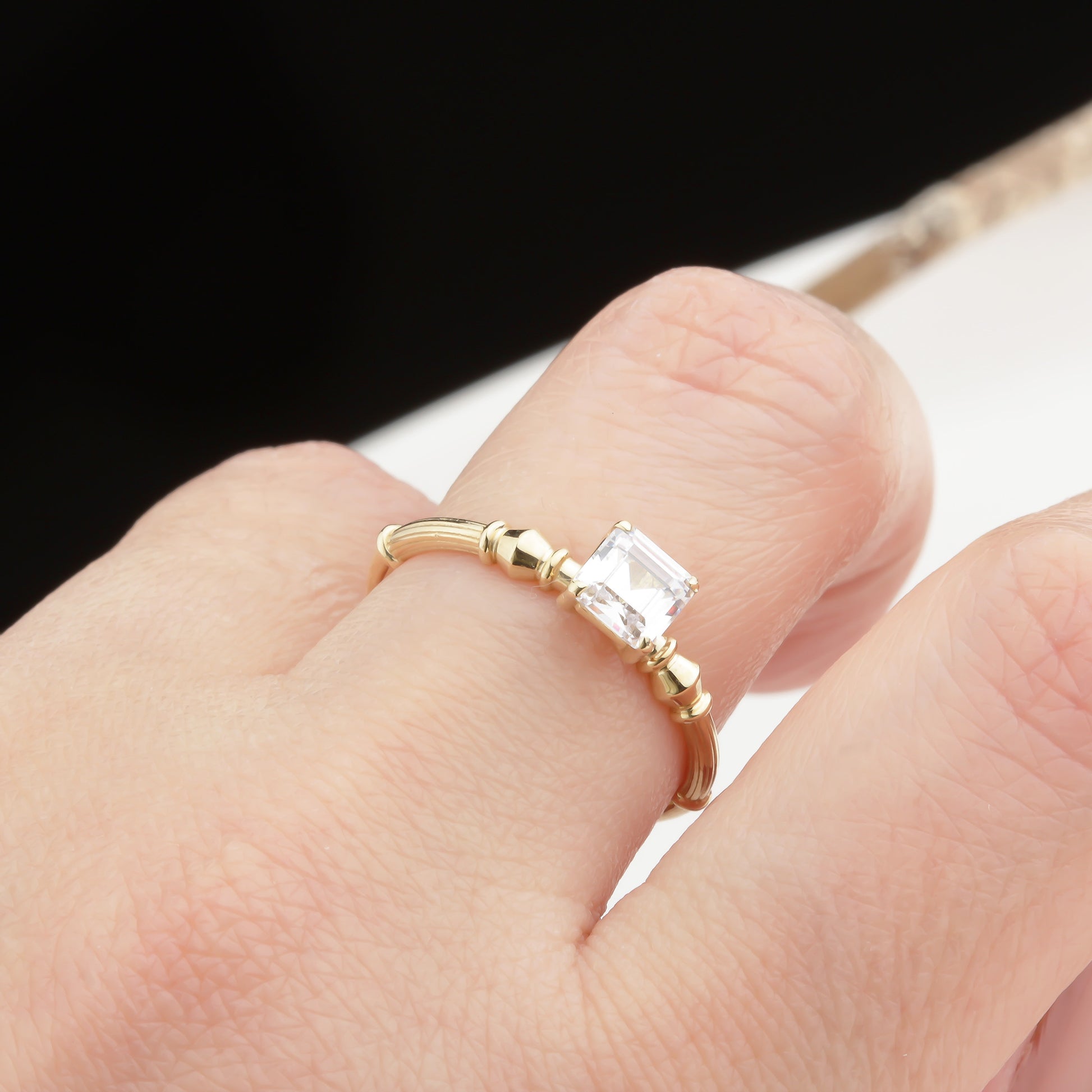 14k Solid Gold Baguette Solitaire Ring - alternate view 9