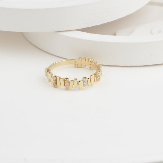 14k Solid Gold Stone-Set Asymmetrical Ring - alternate view 2