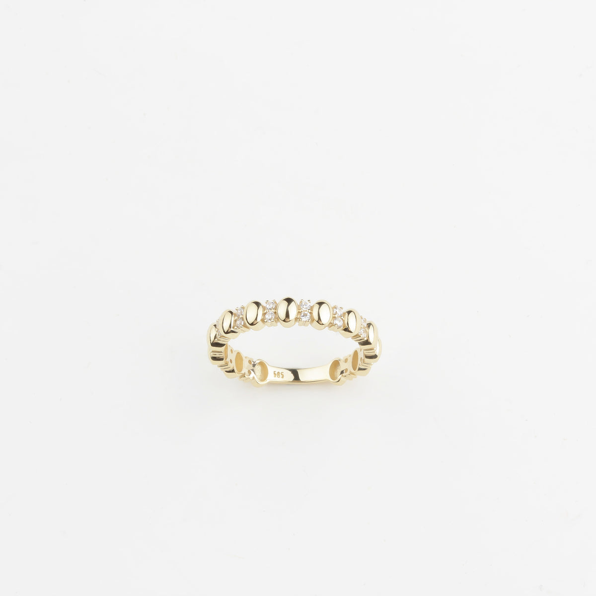 14k Solid Gold Stone-Set Dome Ring - alternate view 4